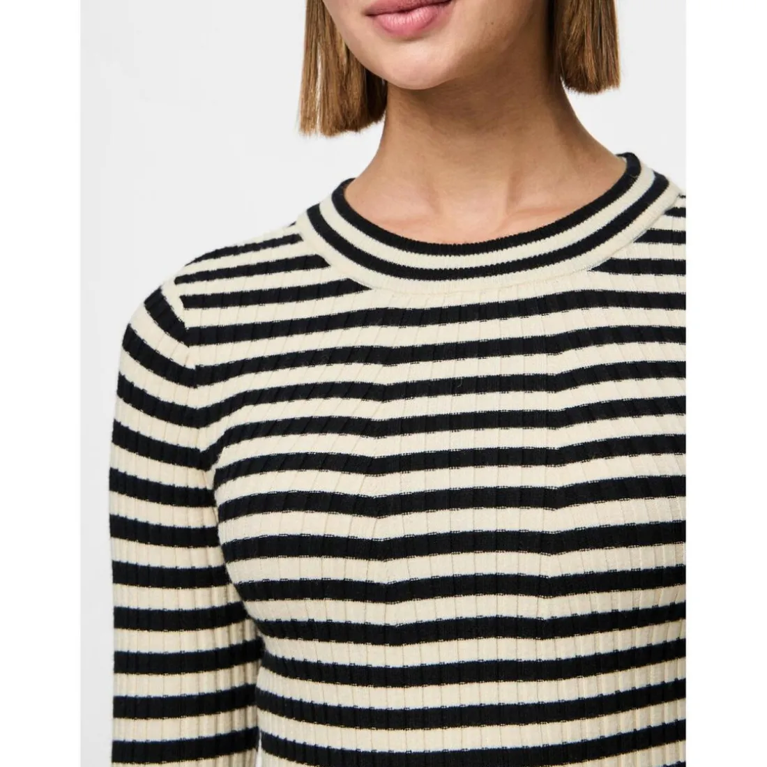 Pull en maille viscose Crista à rayures noir Amy