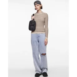Pull en maille viscose Crista à rayures marron Vivi