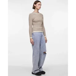Pull en maille viscose Crista à rayures marron Vivi