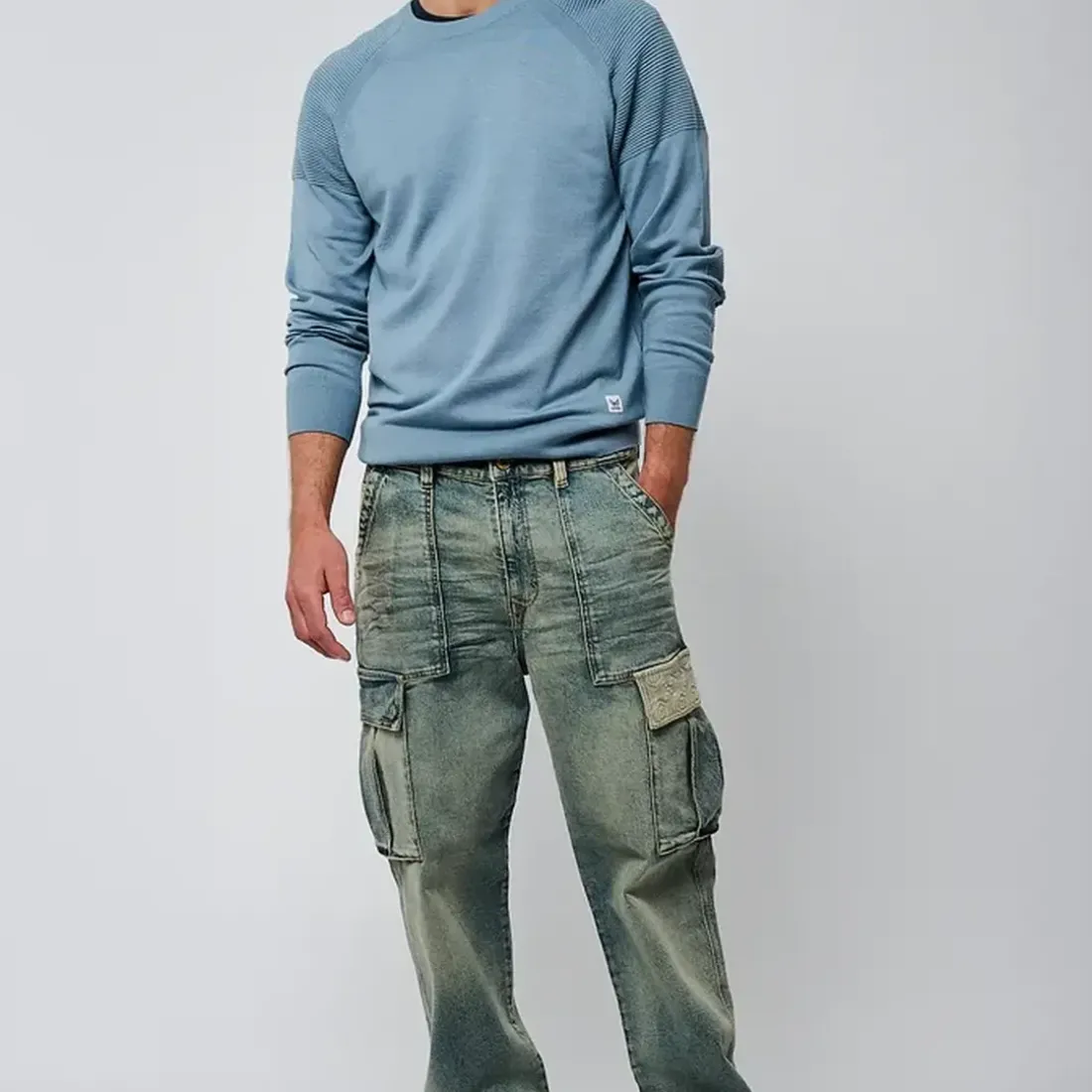 Pull en viscose LAYER Sky bleu ciel