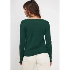 Pull femme col rond ZARA en cachemire vert sapin