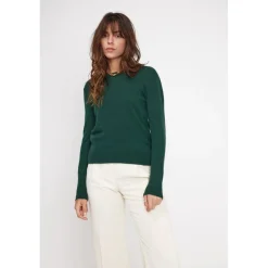 Pull femme col rond ZARA en cachemire vert sapin