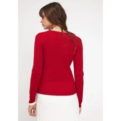 Pull femme col rond ZARA en cachemire rouge
