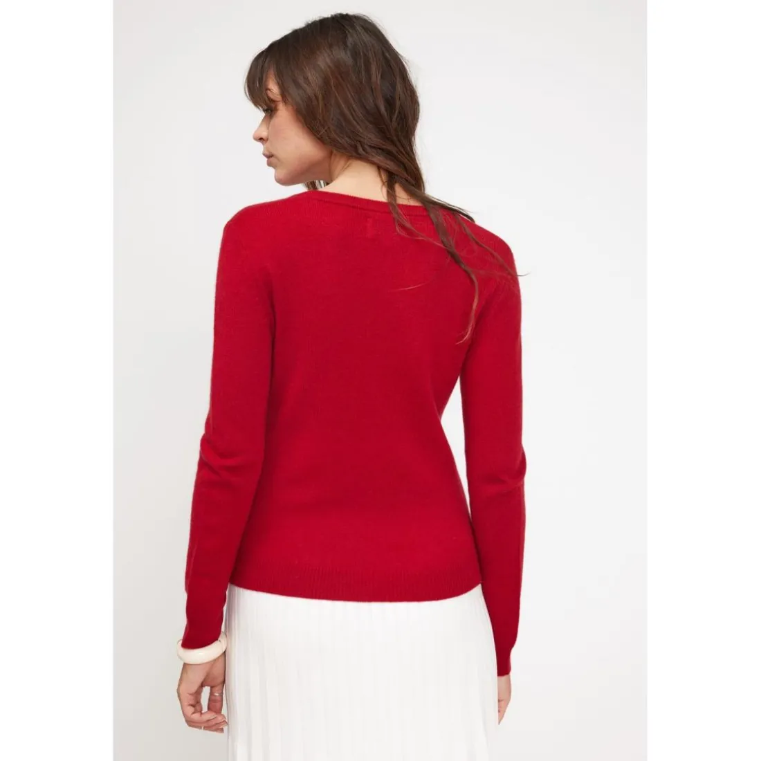Pull femme col rond ZARA en cachemire rouge