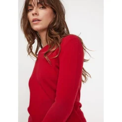 Pull femme col rond ZARA en cachemire rouge