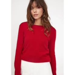 Pull femme col rond ZARA en cachemire rouge
