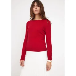 Pull femme col rond ZARA en cachemire rouge