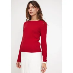 Pull femme col rond ZARA en cachemire rouge