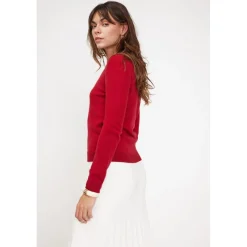 Pull femme col rond ZARA en cachemire rouge