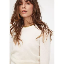 Pull femme col rond ZARA en cachemire ecru