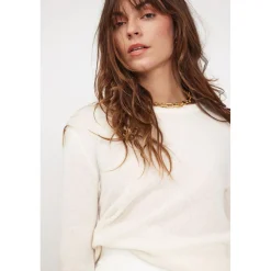 Pull femme col rond ZARA en cachemire ecru