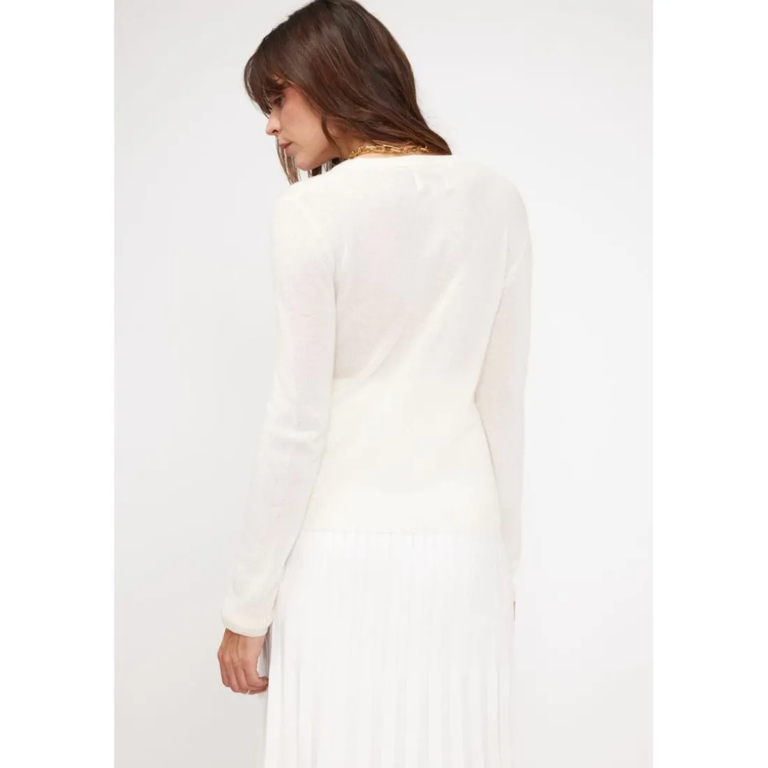 Pull femme col rond ZARA en cachemire ecru