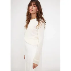 Pull femme col rond ZARA en cachemire ecru