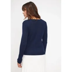 Pull femme col rond ZARA en cachemire bleu marine