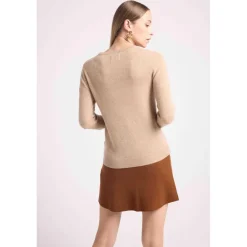 Pull femme col rond ZARA en cachemire new beige creme