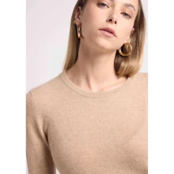 Pull femme col rond ZARA en cachemire new beige creme