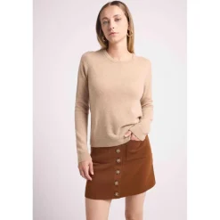 Pull femme col rond ZARA en cachemire new beige creme