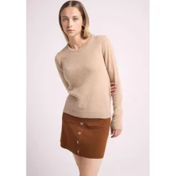 Pull femme col rond ZARA en cachemire new beige creme