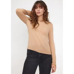 Pull femme col rond ZARA en cachemire beige