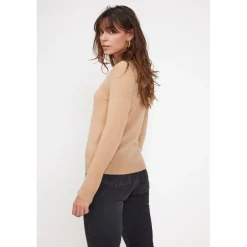 Pull femme col rond ZARA en cachemire beige