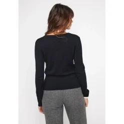 Pull femme col rond ZARA en cachemire noir