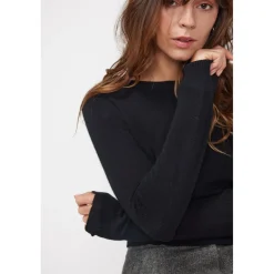 Pull femme col rond ZARA en cachemire noir