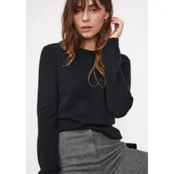 Pull femme col rond ZARA en cachemire noir