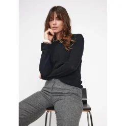 Pull femme col rond ZARA en cachemire noir
