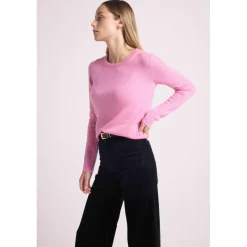 Pull femme col rond ZARA en cachemire rose