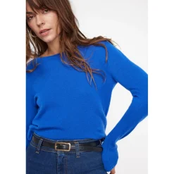 Pull femme col rond ZARA en cachemire bleu flashy