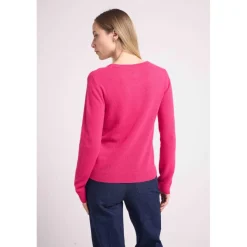 Pull femme col rond ZARA en cachemire fuchsia