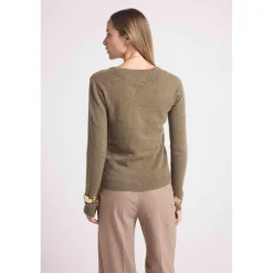Pull femme col rond ZARA en cachemire khaki kaki