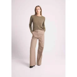 Pull femme col rond ZARA en cachemire khaki kaki