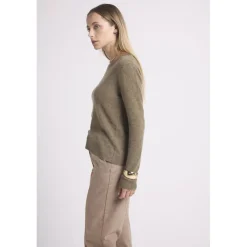 Pull femme col rond ZARA en cachemire khaki kaki