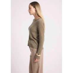 Pull femme col rond ZARA en cachemire khaki kaki