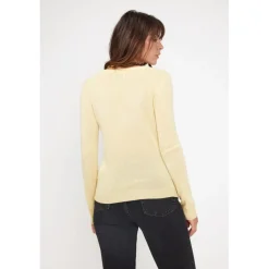 Pull femme col rond ZARA en cachemire jaune