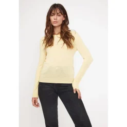 Pull femme col rond ZARA en cachemire jaune