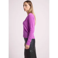 Pull femme col V ZEFINA en cachemire violet