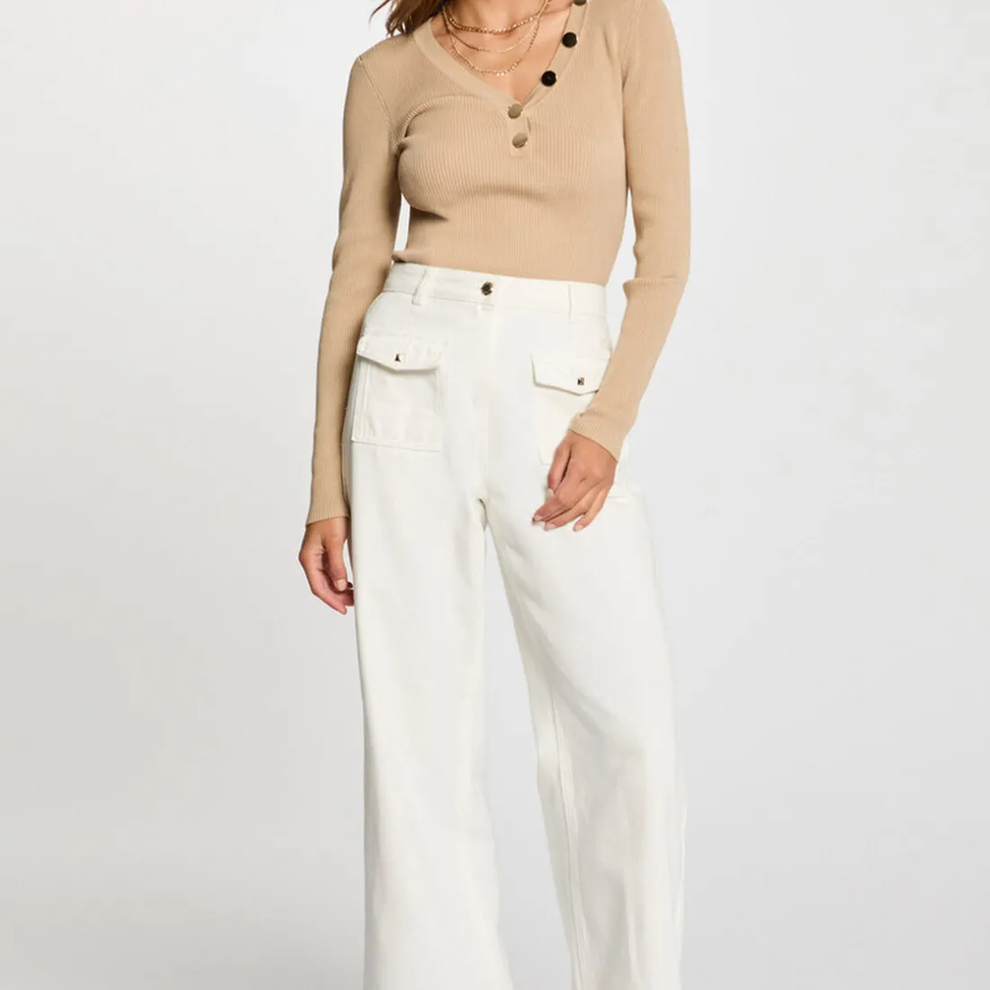 Pull femme Morgan beige foncé en viscose