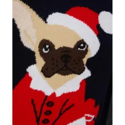 Pull femme Noël SECRET SANTA DOG bleu