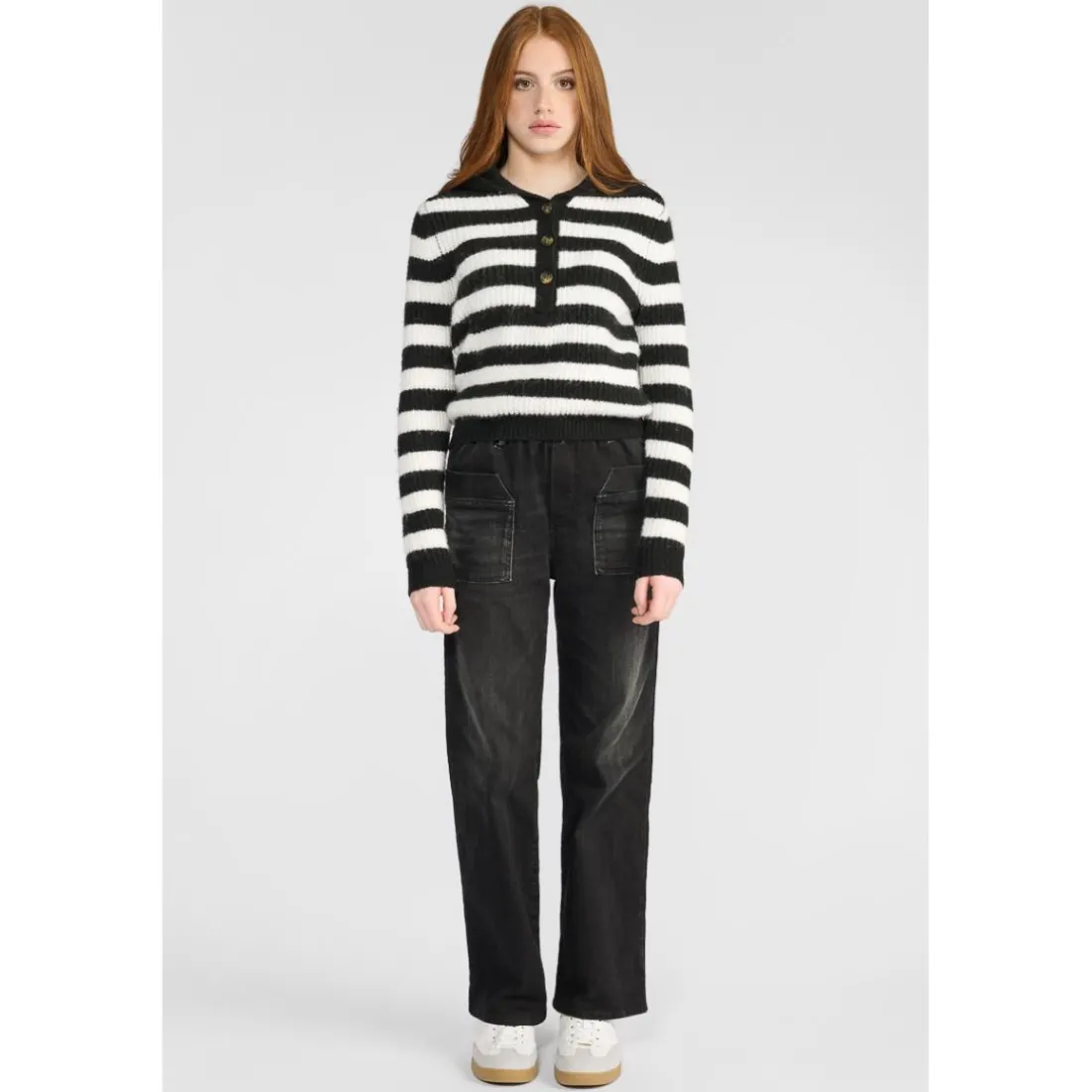 Pull fille, BOLSONGI noir Hana en coton