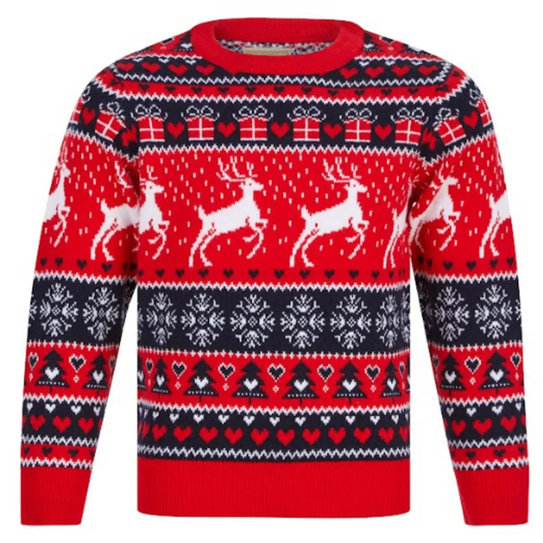 Pull Fille Noel SNOW REINDEER rouge