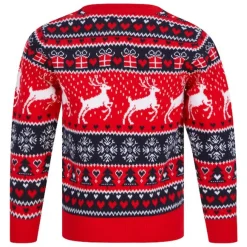 Pull Fille Noel SNOW REINDEER rouge