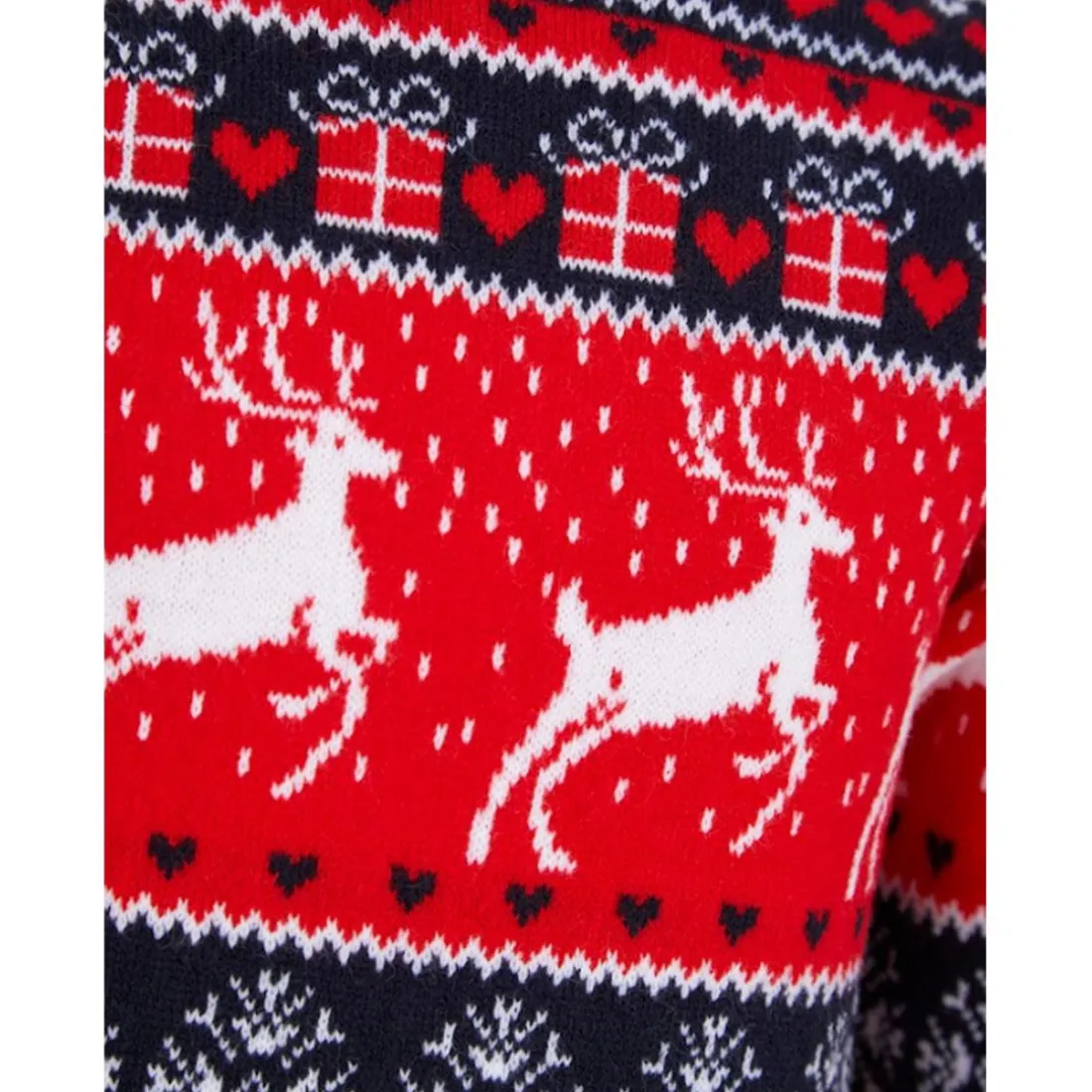 Pull Fille Noel SNOW REINDEER rouge