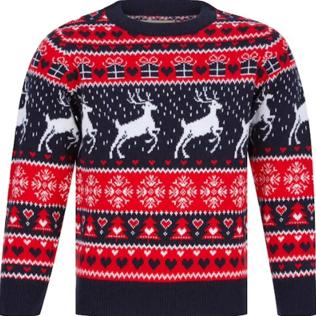 Pull Fille Noel SNOW REINDEER bleu
