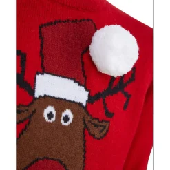 Pull Garçon Noel REINDEER rouge