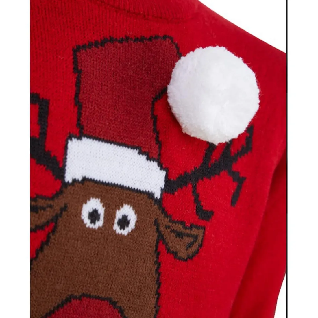 Pull Garçon Noel REINDEER rouge