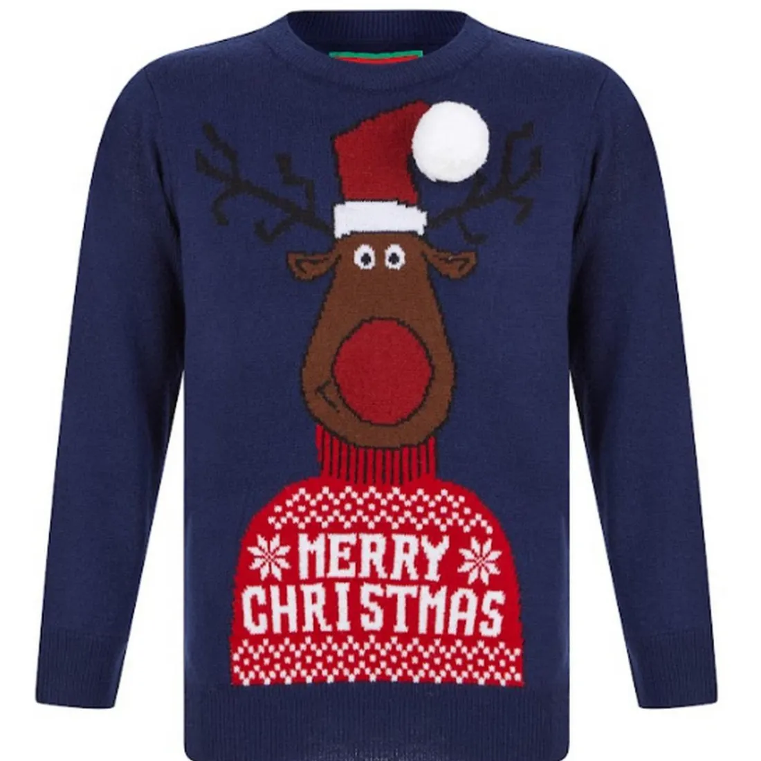 Pull Garçon Noel REINDEER bleu marine
