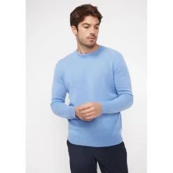 Pull homme col rond ZACH en cachemire bleu ciel