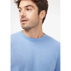 Pull homme col rond ZACH en cachemire bleu ciel